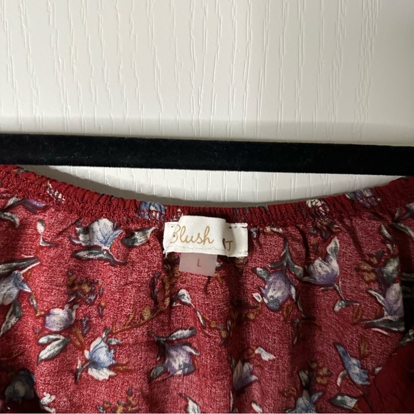 Blush J Floral Babydoll Tie-Front Peasant Blouse - Picture 3 of 5